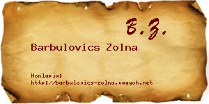 Barbulovics Zolna névjegykártya